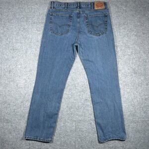 Levis 516 Denim jeans men's size 38x32 (36x30) Blue washed straight leg zip Flap